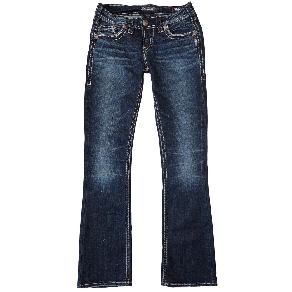 Silver Jeans Women 27 Aiko Mid Slim Boot Western Cowgirl Distressed Edgy Preppy